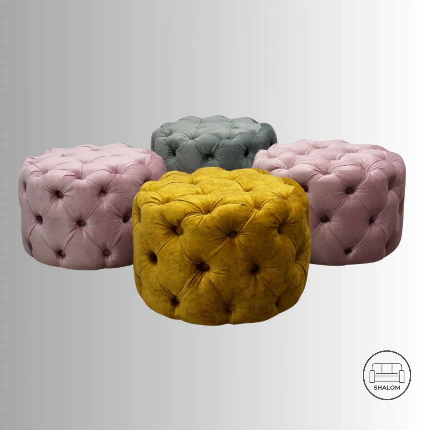 Puff Redondos Capitoneados — imagen 1 — Shalom Muebles Barquisimeto